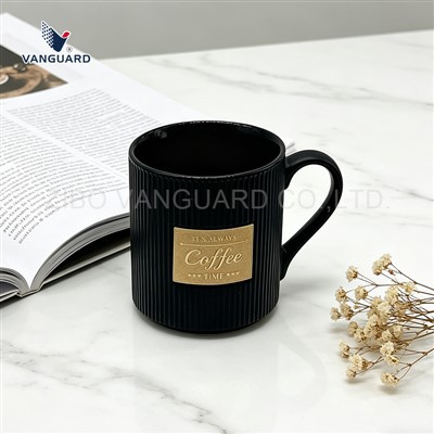 Canecas de café cerâmica fosca com placa de cobre